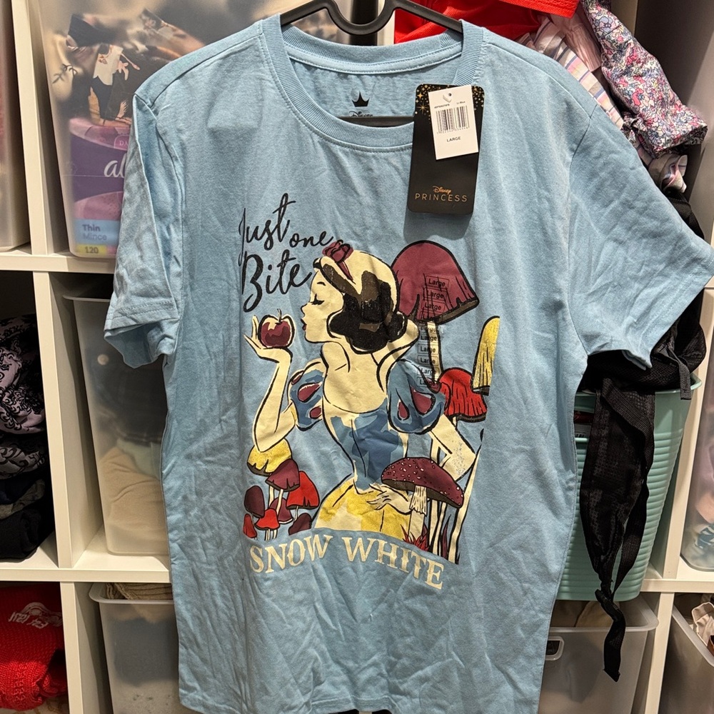 NWT Disney Blue Snow White Short Sleeve Tee “Just One Bite”